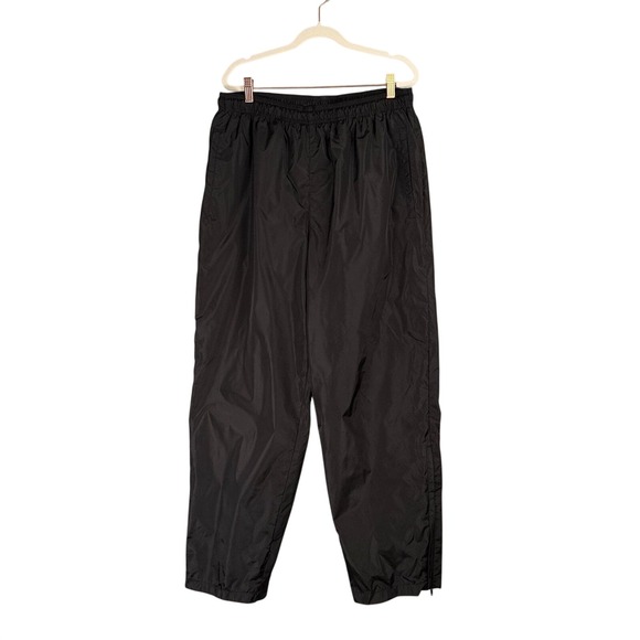 Vintage Hilfiger Athletics Pants Mens XL Black Nylon Fully Lined Ankle Zip